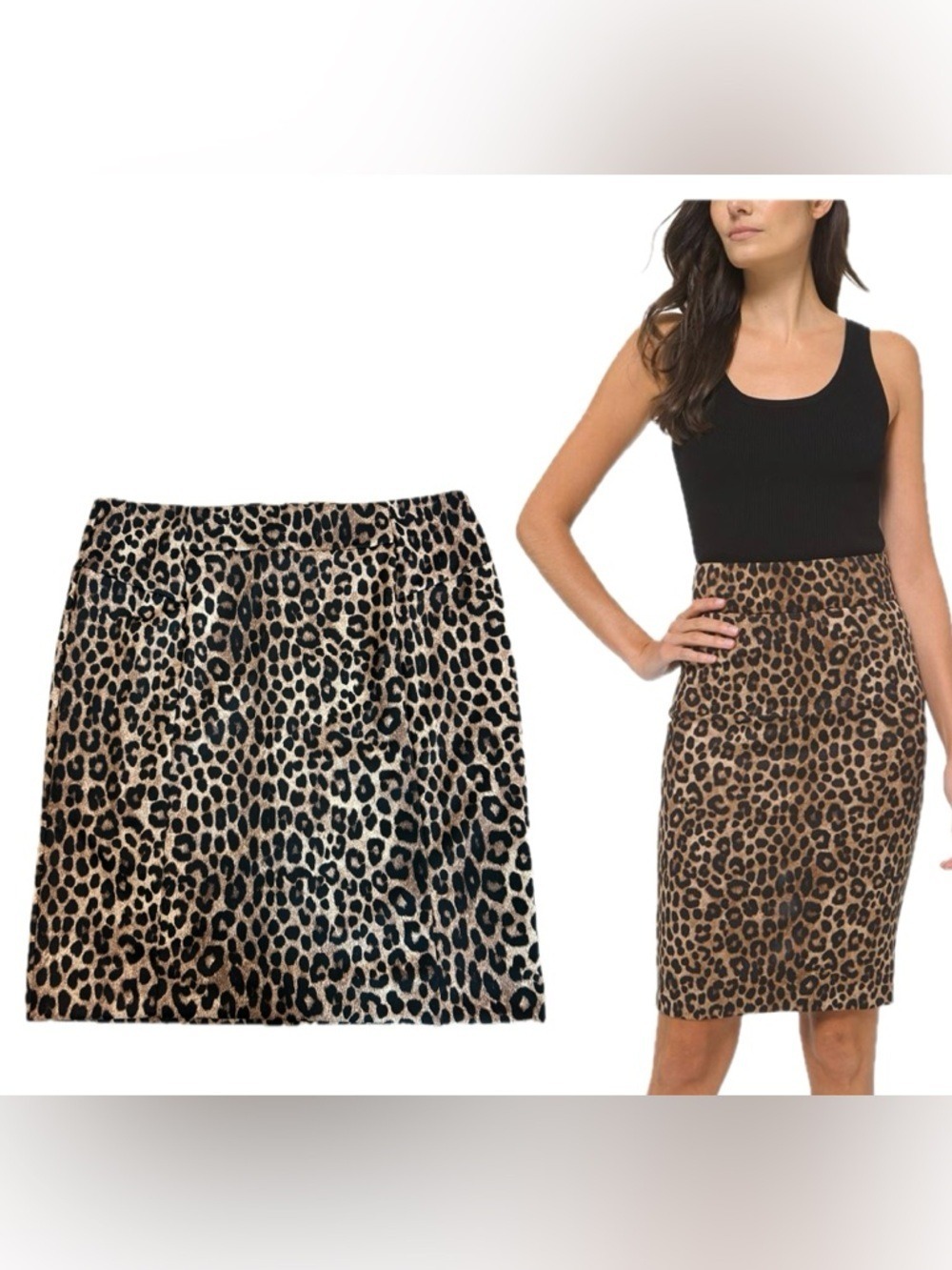 Michael Michael Kors brown black Leopard cheetah animal Print Pencil Skirt L NWT